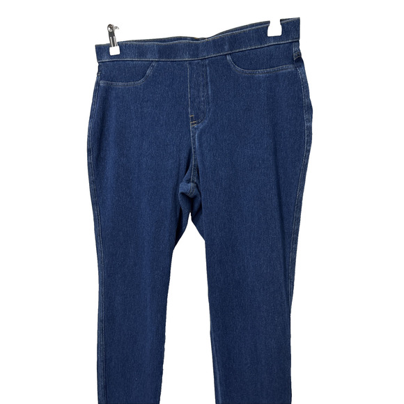 Women's L Lightweight Blue Denim Pull On Leggings Everyday Classic Neutral Basic - Picture 2 of 8